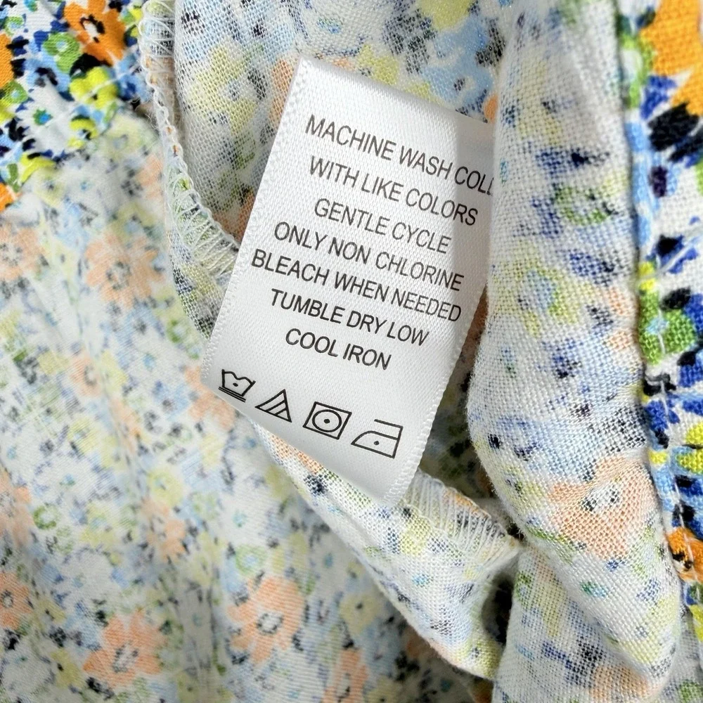 Land 'N Sea Women's SZ-L Orange Floral 55%Linen & Rayon Blend midi length skir‎